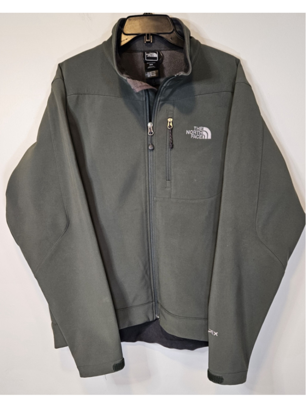 The North Face Apex Softshell Jacket Mens Medium Olive Green Fleece Lined